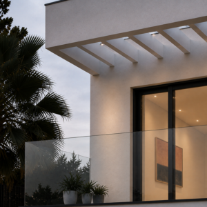 Casa en Las Rozas, visualización de la fachada con pérgola